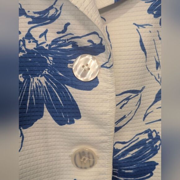Susan Graver Blazer Jacket Size XL Floral Cream 3/4 Sleeve 2 Button Closure - Picture 7 of 7